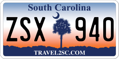 SC license plate ZSX940