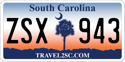 SC license plate ZSX943