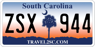 SC license plate ZSX944