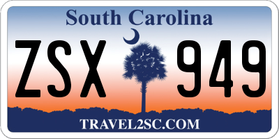 SC license plate ZSX949