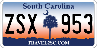 SC license plate ZSX953