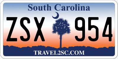 SC license plate ZSX954