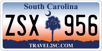 SC license plate ZSX956