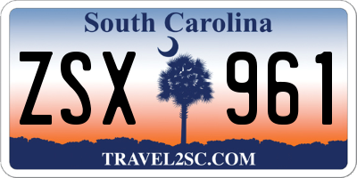 SC license plate ZSX961