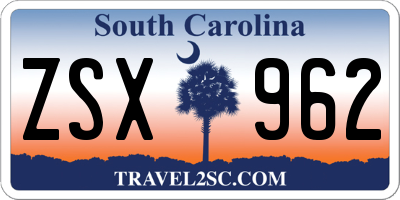 SC license plate ZSX962