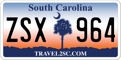 SC license plate ZSX964
