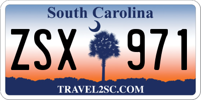 SC license plate ZSX971