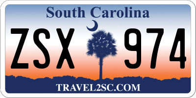 SC license plate ZSX974