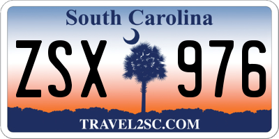 SC license plate ZSX976