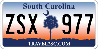 SC license plate ZSX977