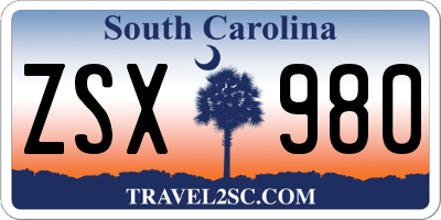 SC license plate ZSX980