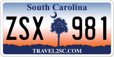 SC license plate ZSX981