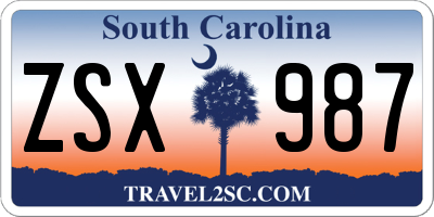 SC license plate ZSX987