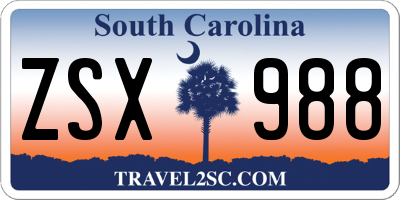 SC license plate ZSX988