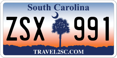 SC license plate ZSX991