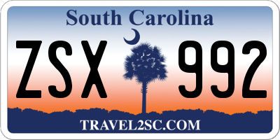 SC license plate ZSX992