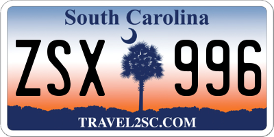 SC license plate ZSX996