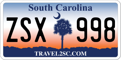 SC license plate ZSX998