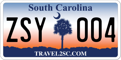 SC license plate ZSY004