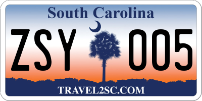 SC license plate ZSY005