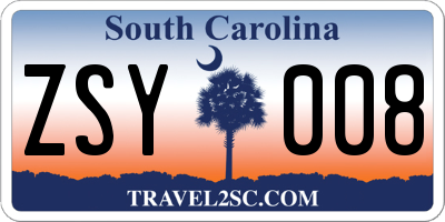 SC license plate ZSY008