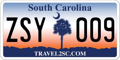 SC license plate ZSY009