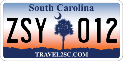 SC license plate ZSY012