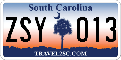 SC license plate ZSY013