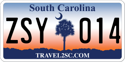 SC license plate ZSY014