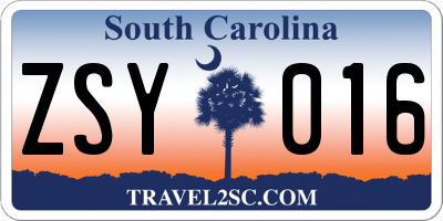 SC license plate ZSY016