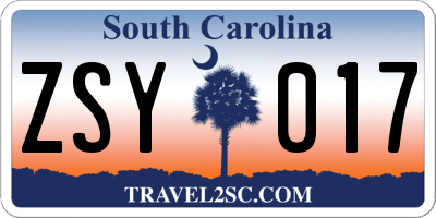 SC license plate ZSY017