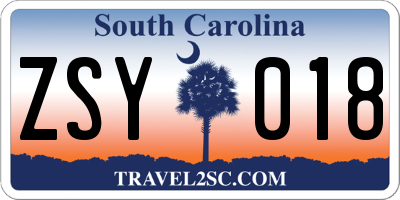 SC license plate ZSY018