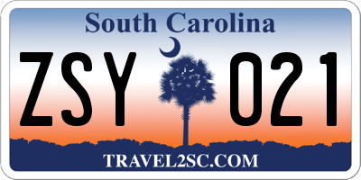 SC license plate ZSY021