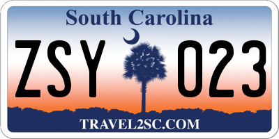 SC license plate ZSY023