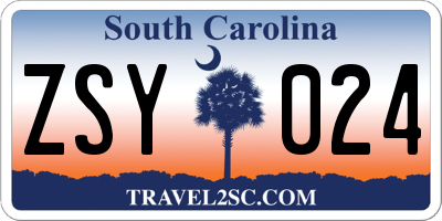 SC license plate ZSY024