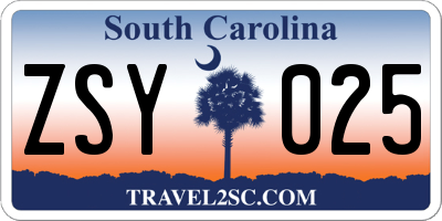 SC license plate ZSY025