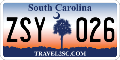 SC license plate ZSY026