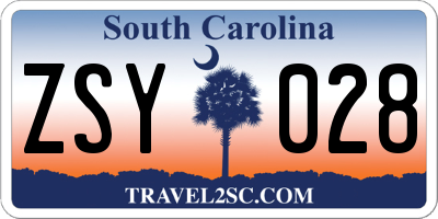 SC license plate ZSY028