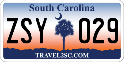 SC license plate ZSY029