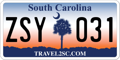 SC license plate ZSY031