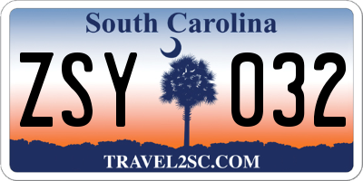SC license plate ZSY032