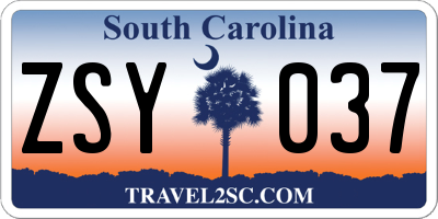 SC license plate ZSY037