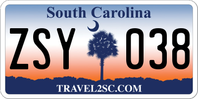 SC license plate ZSY038