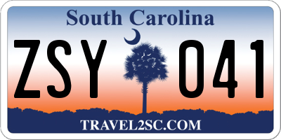 SC license plate ZSY041