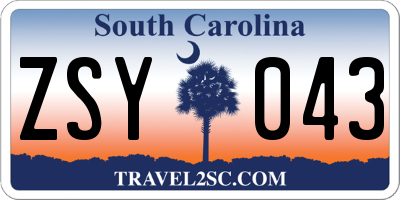 SC license plate ZSY043