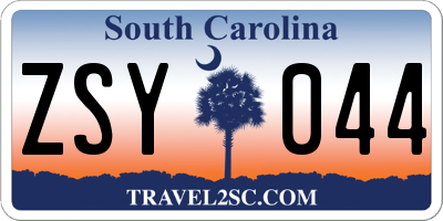 SC license plate ZSY044