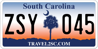SC license plate ZSY045