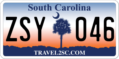 SC license plate ZSY046