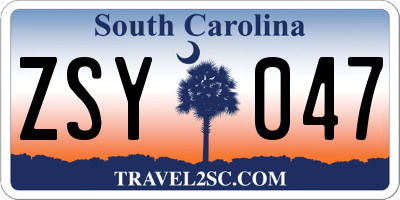 SC license plate ZSY047