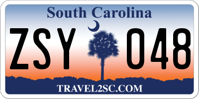 SC license plate ZSY048